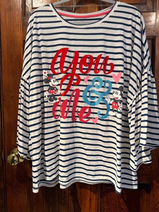 Disney Parks Tops - Disney Navy & White Striped 'You & Me' Mickey Minnie Long Sleeve Tee
